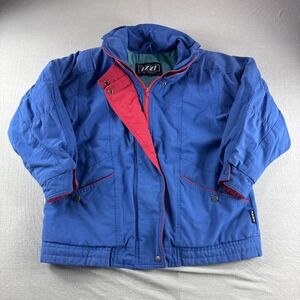 Vintage Izzi Ski Coat Jacket Mens S Blue Snap Zip Up Lined Outdoors 90s Retro